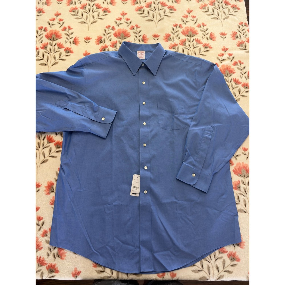 Brooks Brothers Madison Non-Iron Supima Cotton Dress Shirt Blue 17 33